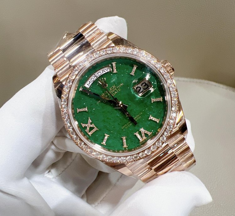 Rolex Day-date 36 2025 New Day-date 36 Everose Gold Green Aventurine Diamond Bezel