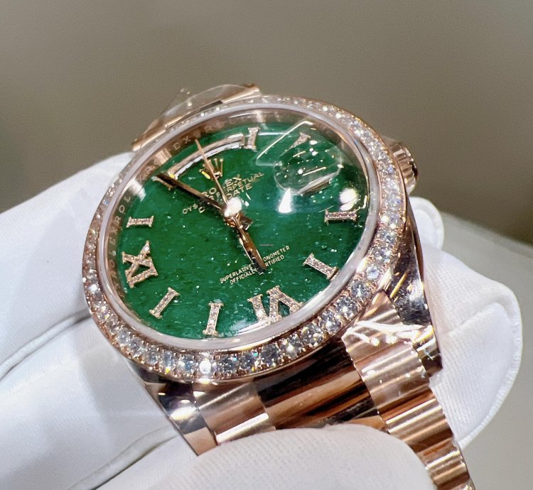 Rolex Day-date 36 2025 New Day-date 36 Everose Gold Green Aventurine Diamond Bezel