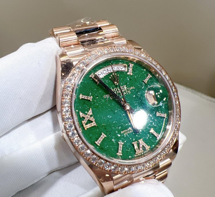 Rolex Day-date 36 2025 New Day-date 36 Everose Gold Green Aventurine Diamond Bezel
