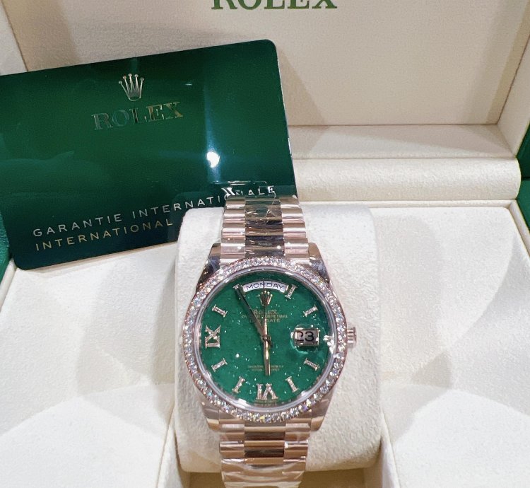 Rolex Day-date 36 2025 New Day-date 36 Everose Gold Green Aventurine Diamond Bezel