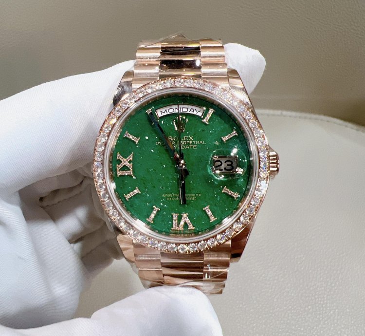 Rolex Day-date 36 2025 New Day-date 36 Everose Gold Green Aventurine Diamond Bezel