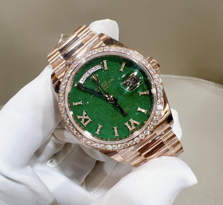 Rolex Day-date 36 2025 New Day-date 36 Everose Gold Green Aventurine Diamond Bezel