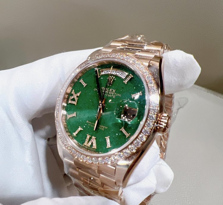 Rolex Day-date 36 2025 New Day-date 36 Everose Gold Green Aventurine Diamond Bezel