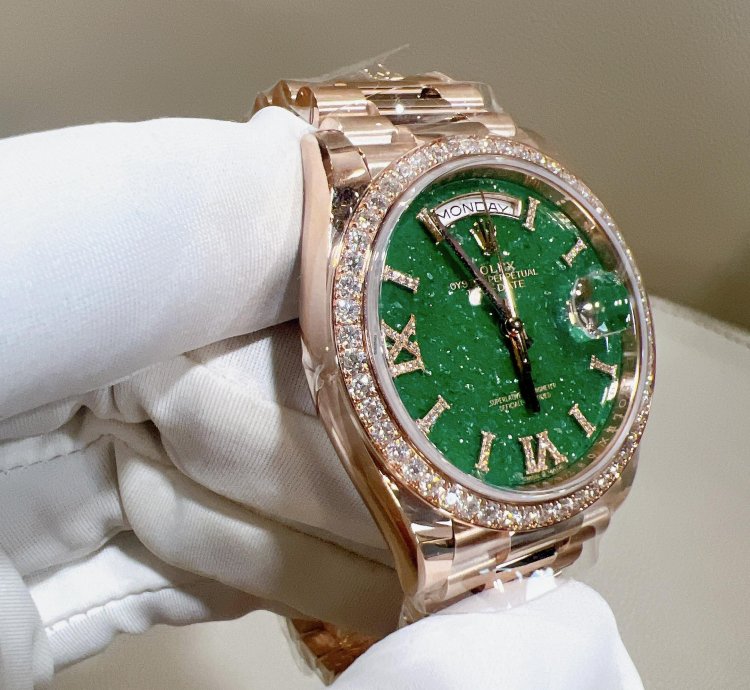 Rolex Day-date 36 2025 New Day-date 36 Everose Gold Green Aventurine Diamond Bezel