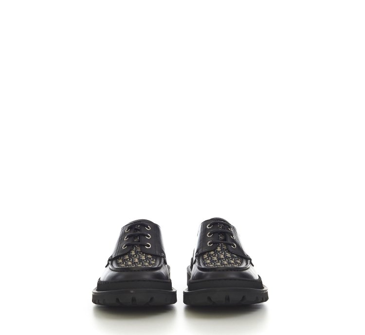 Dior Explorer Boat Shoe In Black And Dior Oblique Jacquard