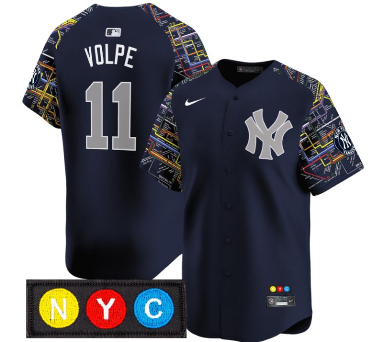Anthony Volpe Jersey 11 New York Yankees Subway Style Vapor Premier Limited Stitched