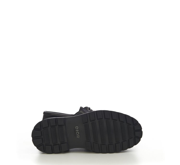 Dior Explorer Boat Shoe In Black And Dior Oblique Jacquard