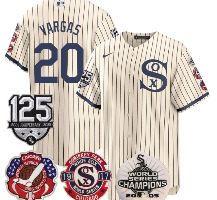 Miguel Vargas Jersey 20 Chicago White Sox 125th Anniversary World Series Champions Field Of Dream