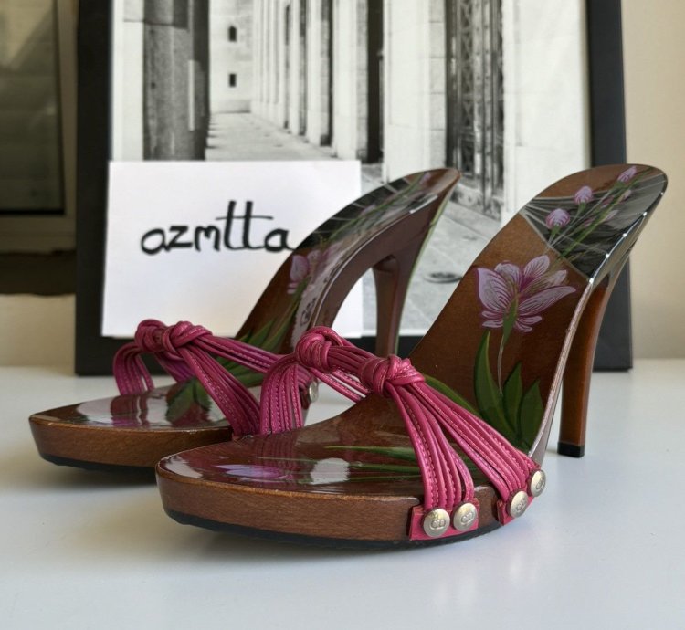 Dior Hand Painted Lacquered Wooden Heels