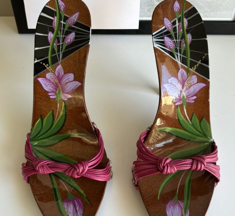 Dior Hand Painted Lacquered Wooden Heels