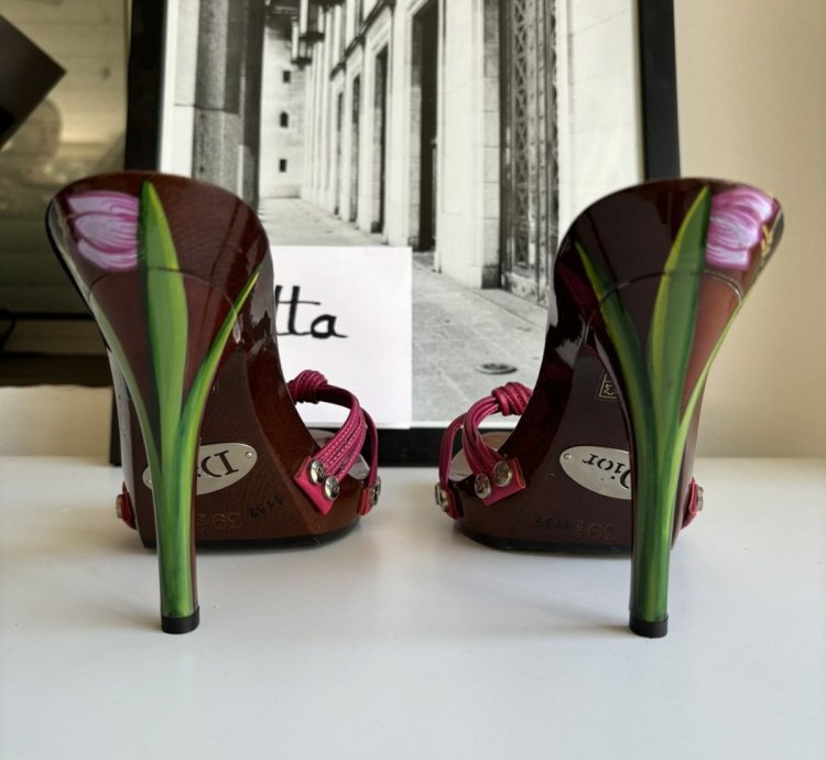 Dior Hand Painted Lacquered Wooden Heels