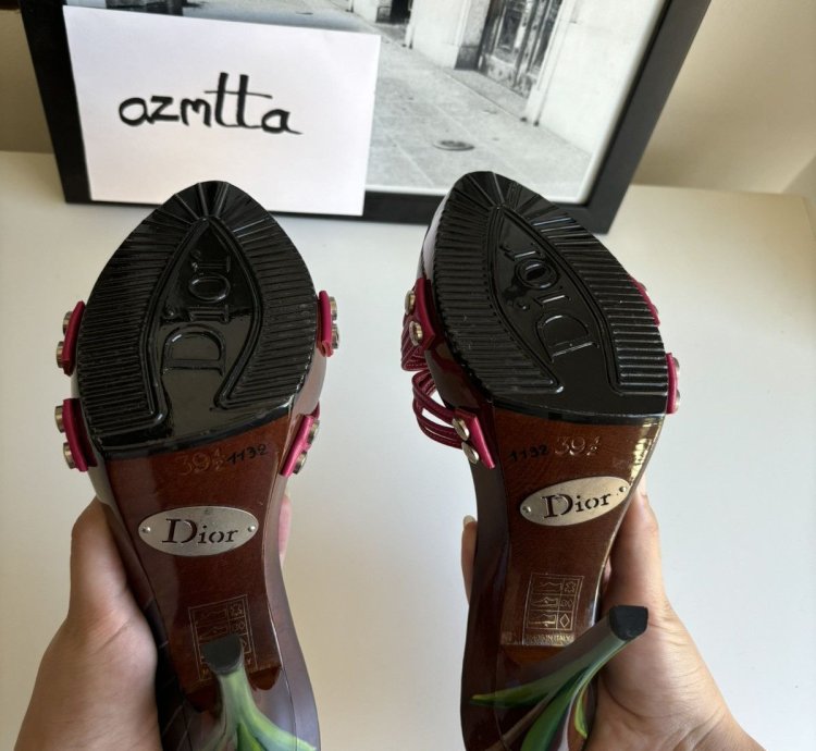 Dior Hand Painted Lacquered Wooden Heels