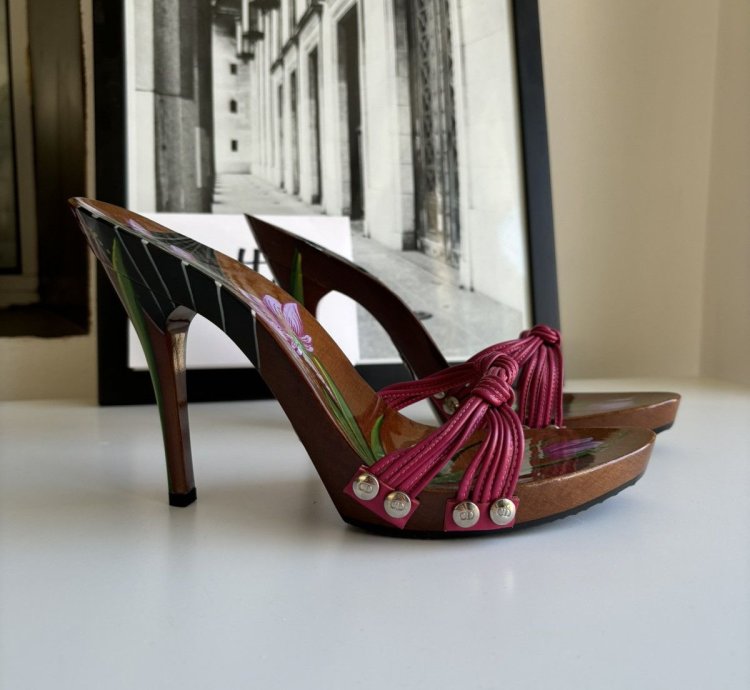 Dior Hand Painted Lacquered Wooden Heels