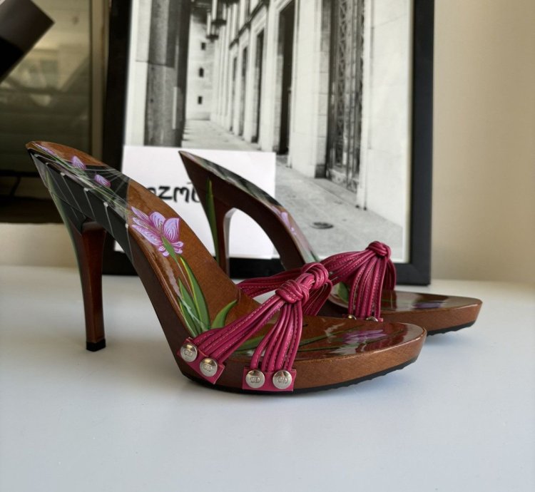 Dior Hand Painted Lacquered Wooden Heels