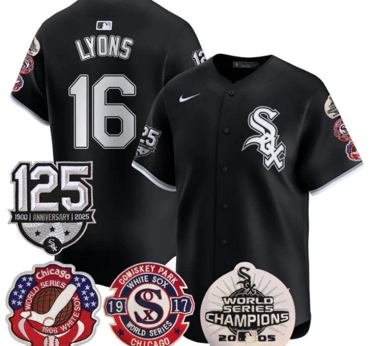 Ted Lyons Jersey 16 Chicago White Sox 125th Anniversary World Series Champions Black