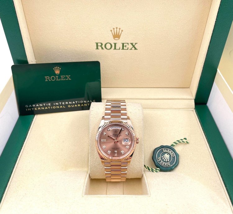 Rolex Day-date 36 128235 36mm Rose Gold Rose Diamond Dial Unworn 2023