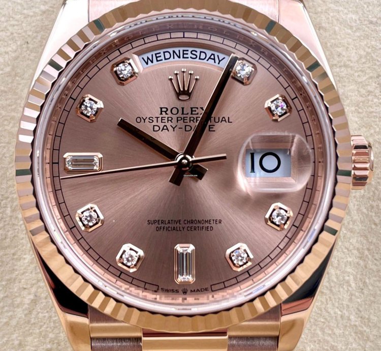 Rolex Day-date 36 128235 36mm Rose Gold Rose Diamond Dial Unworn 2023