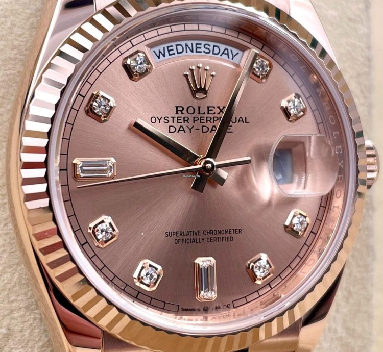 Rolex Day-date 36 128235 36mm Rose Gold Rose Diamond Dial Unworn 2023