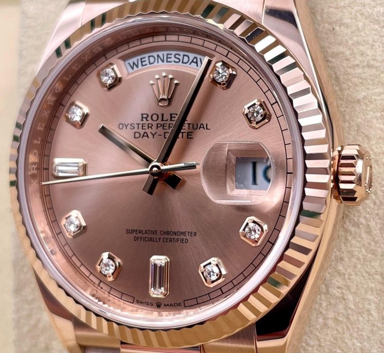 Rolex Day-date 36 128235 36mm Rose Gold Rose Diamond Dial Unworn 2023