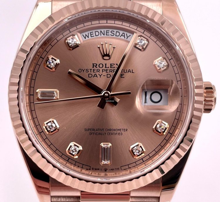 Rolex Day-date 36 128235 36mm Rose Gold Rose Diamond Dial Unworn 2023