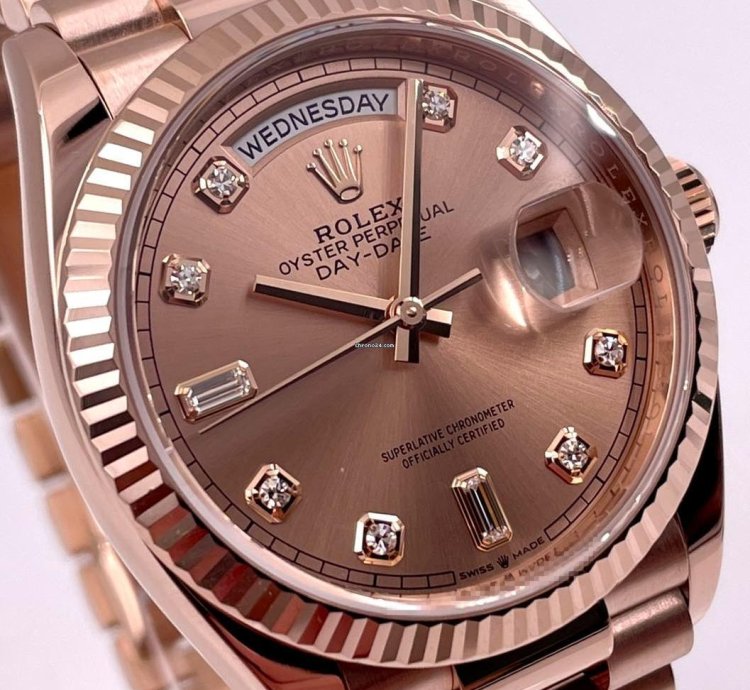Rolex Day-date 36 128235 36mm Rose Gold Rose Diamond Dial Unworn 2023