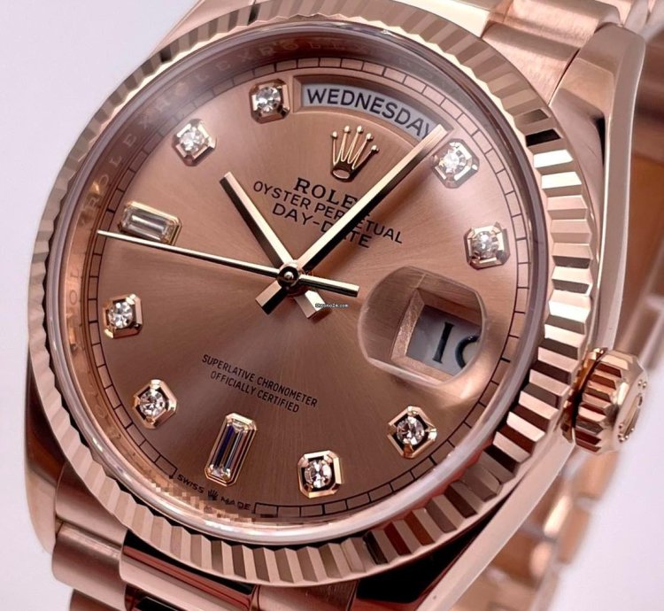 Rolex Day-date 36 128235 36mm Rose Gold Rose Diamond Dial Unworn 2023