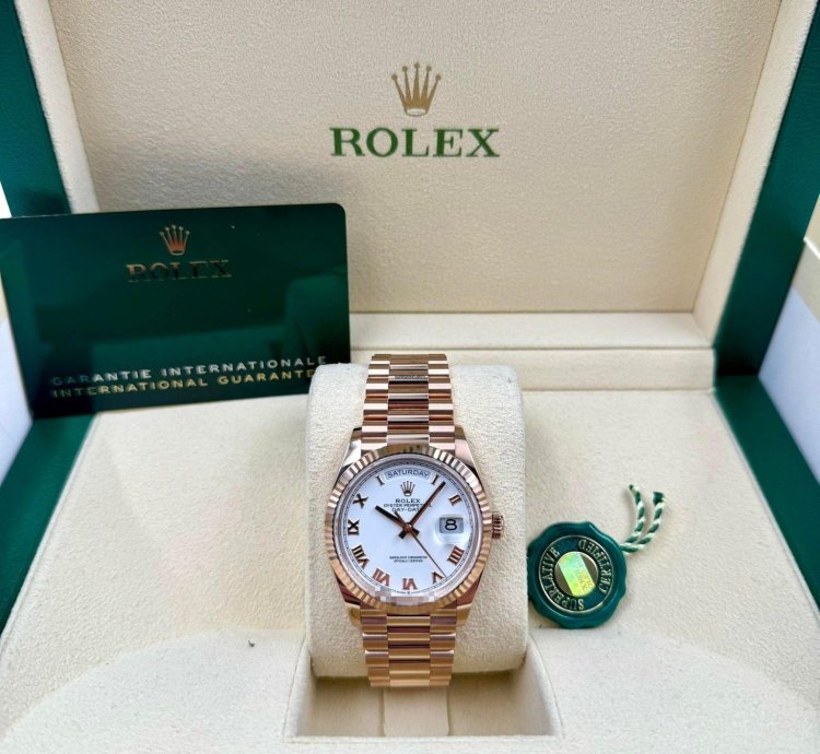 Rolex Day-date 36 128235 36mm Rose Gold White Roman Dial Unworn 2024