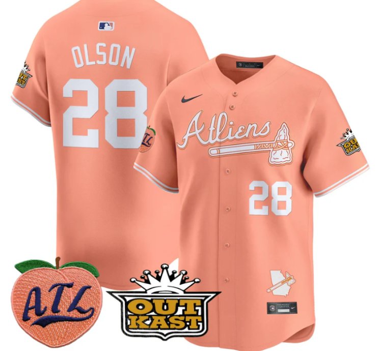 Matt Olson Jersey 28 Atlanta Braves Atliens Peach Vapor Premier Limited Stitched Peach