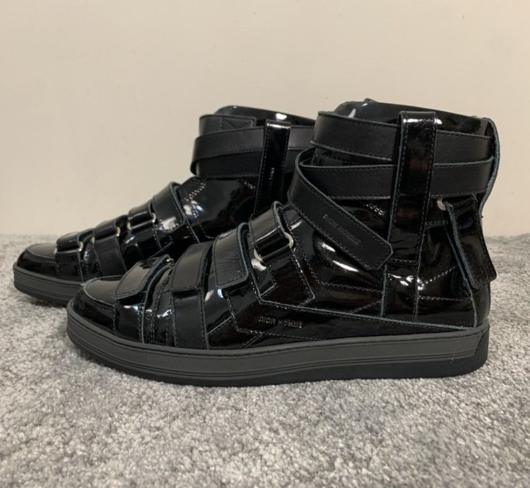 Dior Homme Bondage Black Patent Leather High Top Sz 43