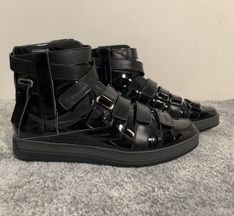 Dior Homme Bondage Black Patent Leather High Top Sz 43