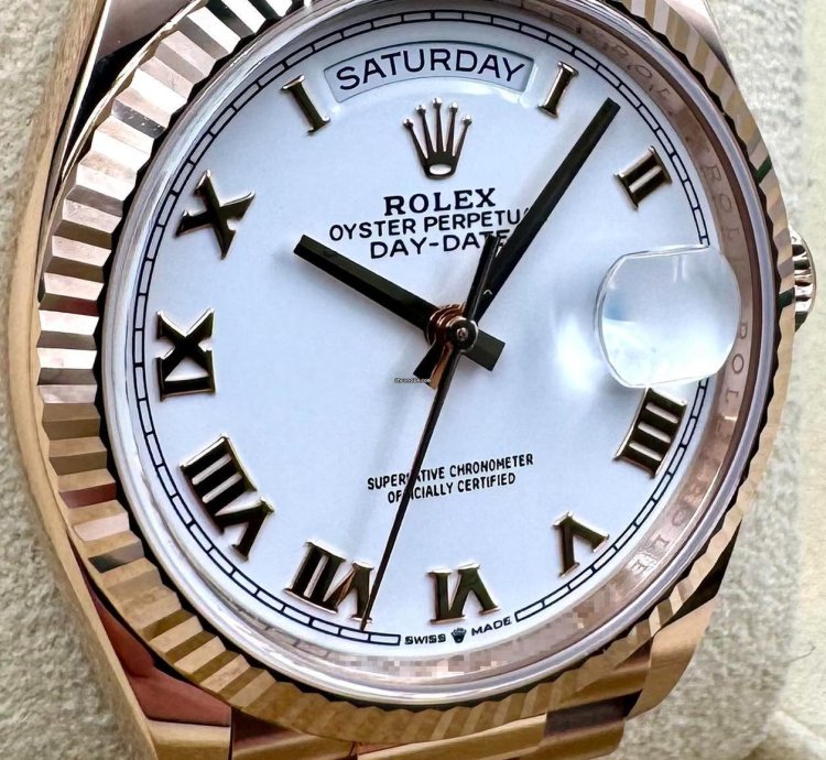 Rolex Day-date 36 128235 36mm Rose Gold White Roman Dial Unworn 2024