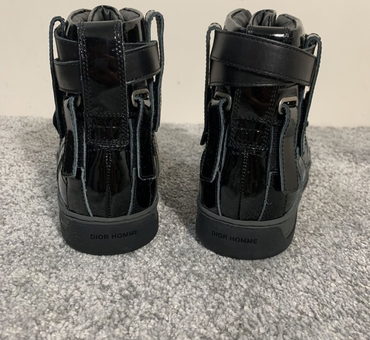Dior Homme Bondage Black Patent Leather High Top Sz 43