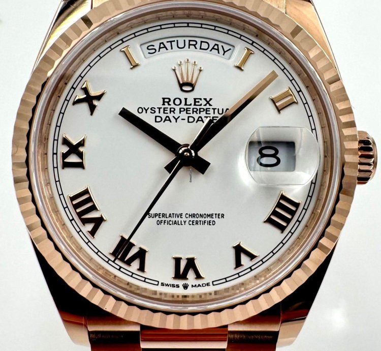 Rolex Day-date 36 128235 36mm Rose Gold White Roman Dial Unworn 2024