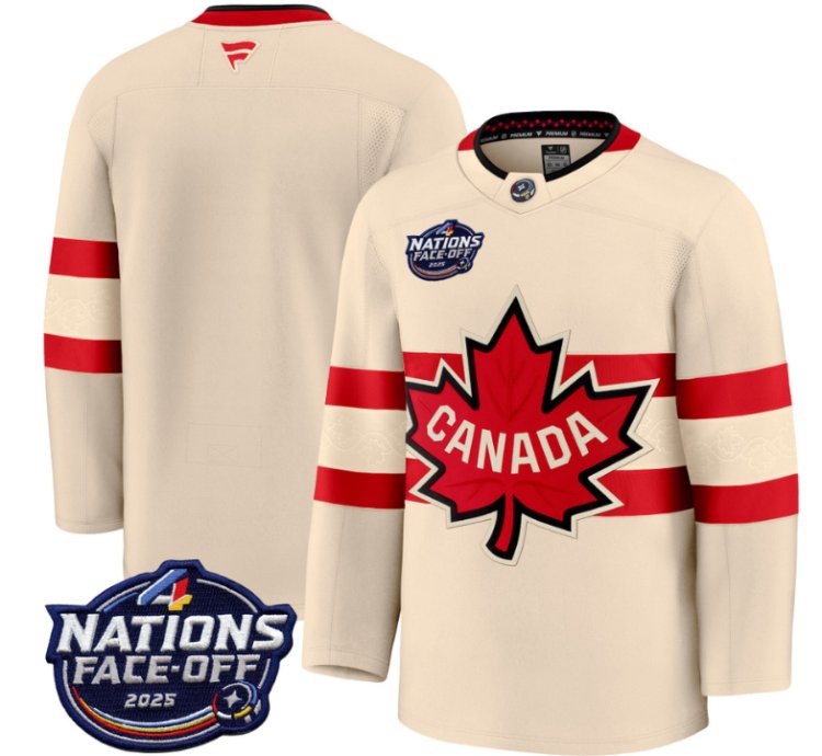 Mens Team Jersey Canada 4 Nations Face-off 2025 V2 Stitched Cream