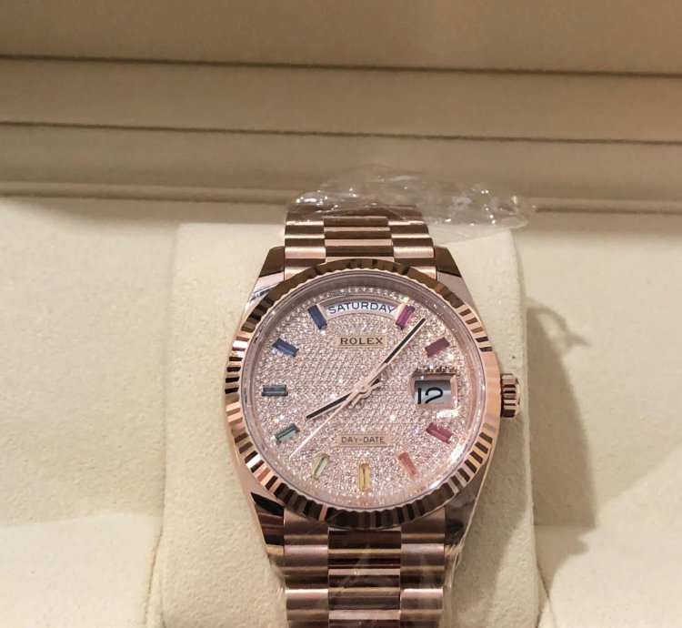 Rolex Day-date 36 128235 Rainbow Diamond Paved