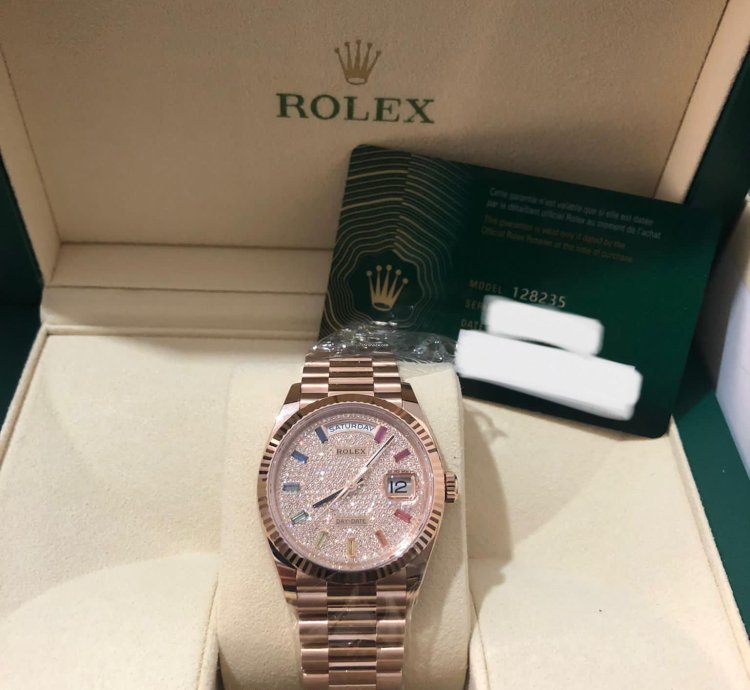 Rolex Day-date 36 128235 Rainbow Diamond Paved