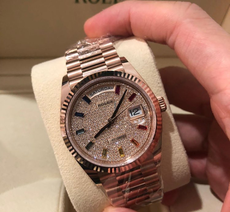 Rolex Day-date 36 128235 Rainbow Diamond Paved