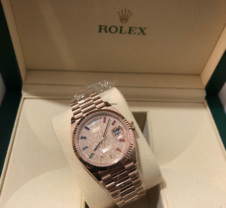 Rolex Day-date 36 128235 Rainbow Diamond Paved