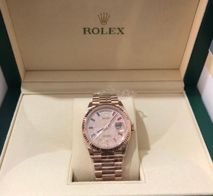 Rolex Day-date 36 128235 Rainbow Diamond Paved