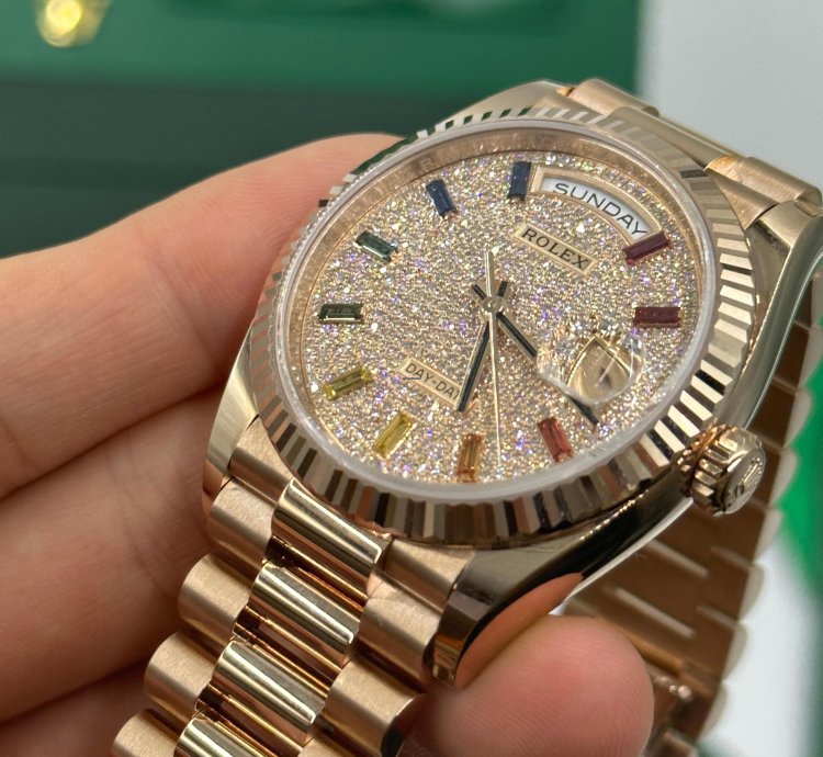 Rolex Day-date 36 128235 Rainbow Pave