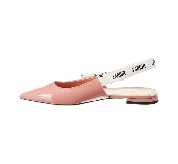 Dior Jadior Dusty Candy Pink Patent Logo Ribbon Slingback 37