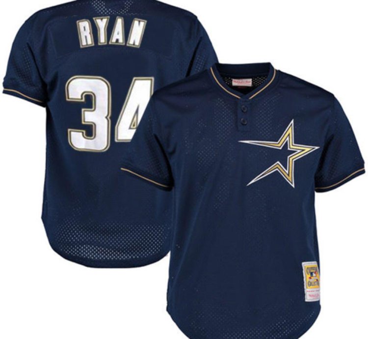 Houston Astros Nolan Ryan Navy 1997 Throwback Mesh Pullover Jersey