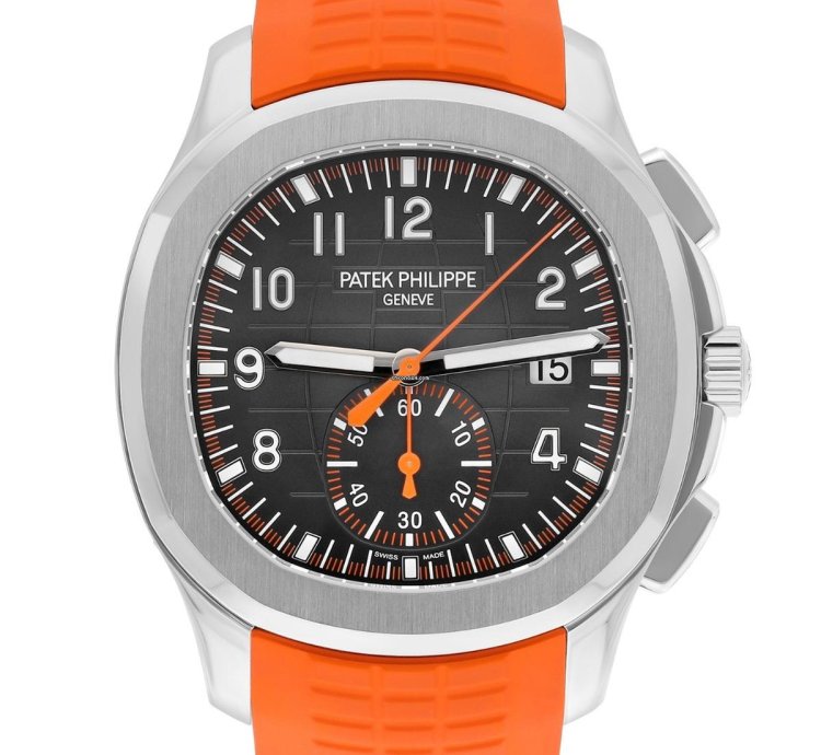 Patek Philippe Aquanaut 5968a Aquanaut Chronograph Orange Band Mens Watch Box Papers