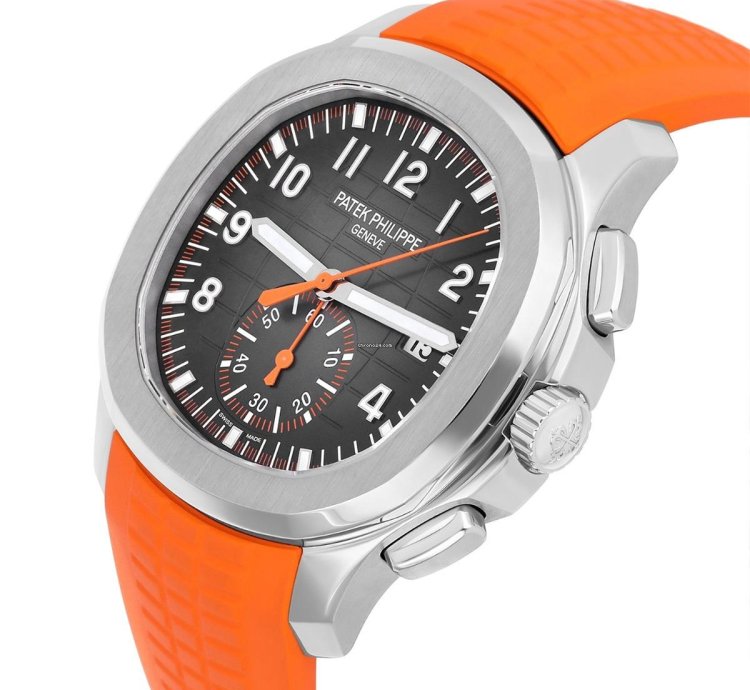 Patek Philippe Aquanaut 5968a Aquanaut Chronograph Orange Band Mens Watch Box Papers