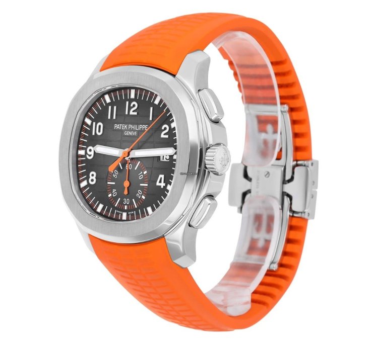 Patek Philippe Aquanaut 5968a Aquanaut Chronograph Orange Band Mens Watch Box Papers