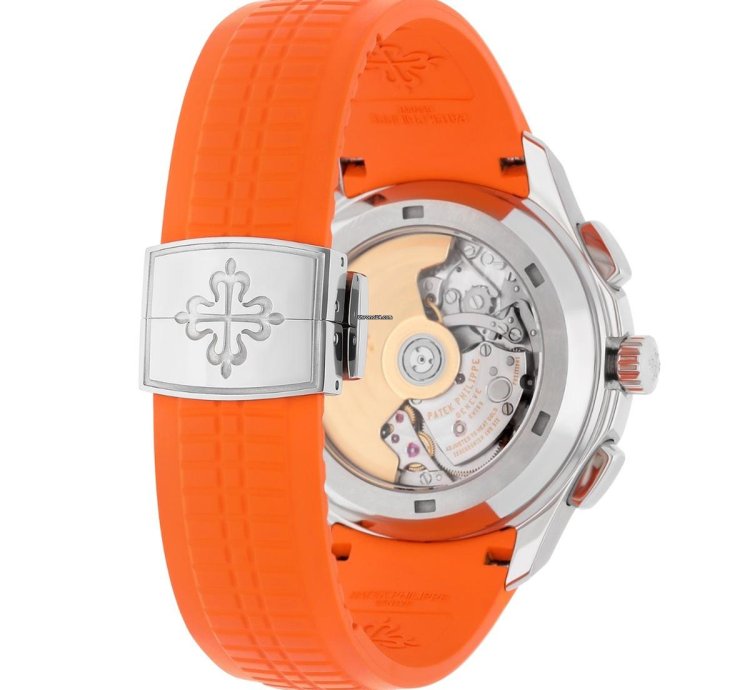 Patek Philippe Aquanaut 5968a Aquanaut Chronograph Orange Band Mens Watch Box Papers