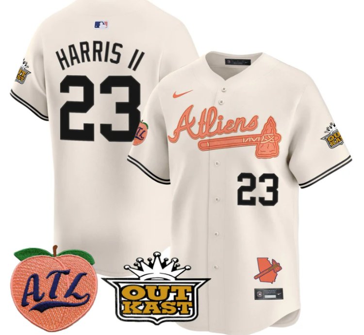 Michael Harris Ii Jersey 23 Atlanta Braves Atliens Peach Vapor Premier Limited Stitched Cream