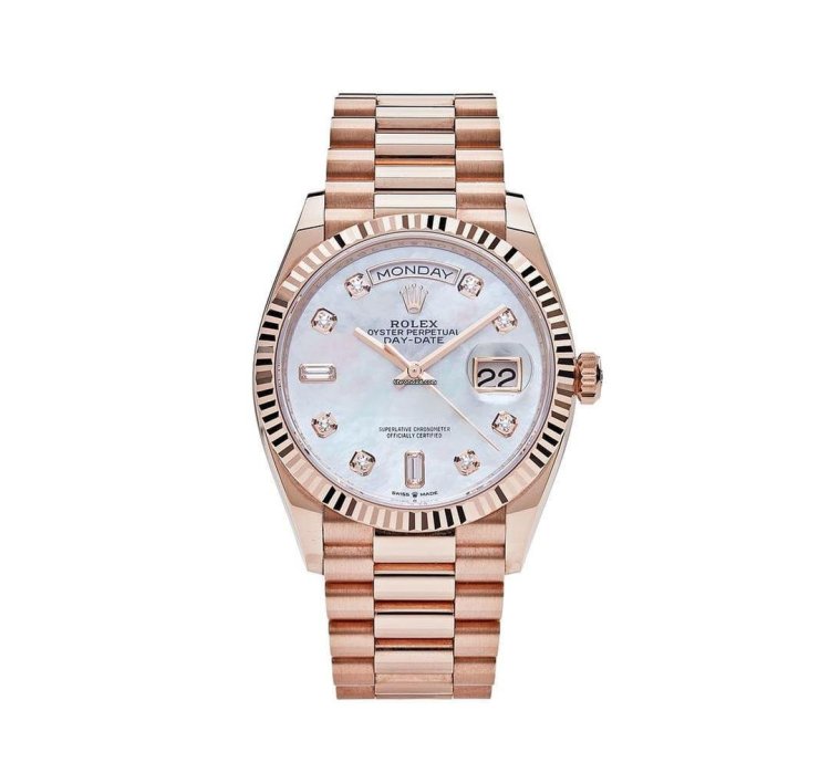 Rolex Day-date 36 128235 Rose Gold Mother Of Pearl Diamond Dial
