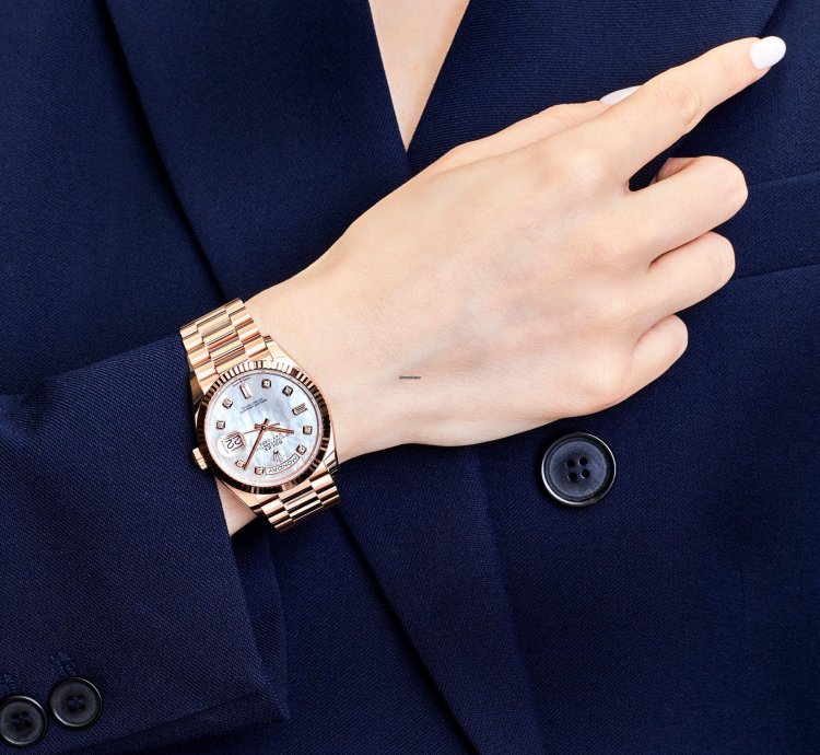 Rolex Day-date 36 128235 Rose Gold Mother Of Pearl Diamond Dial