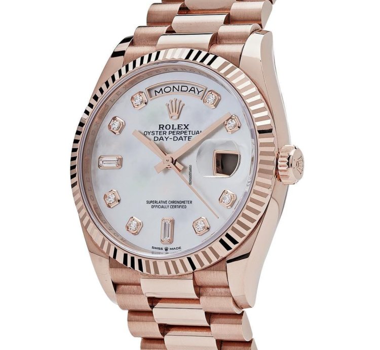 Rolex Day-date 36 128235 Rose Gold Mother Of Pearl Diamond Dial